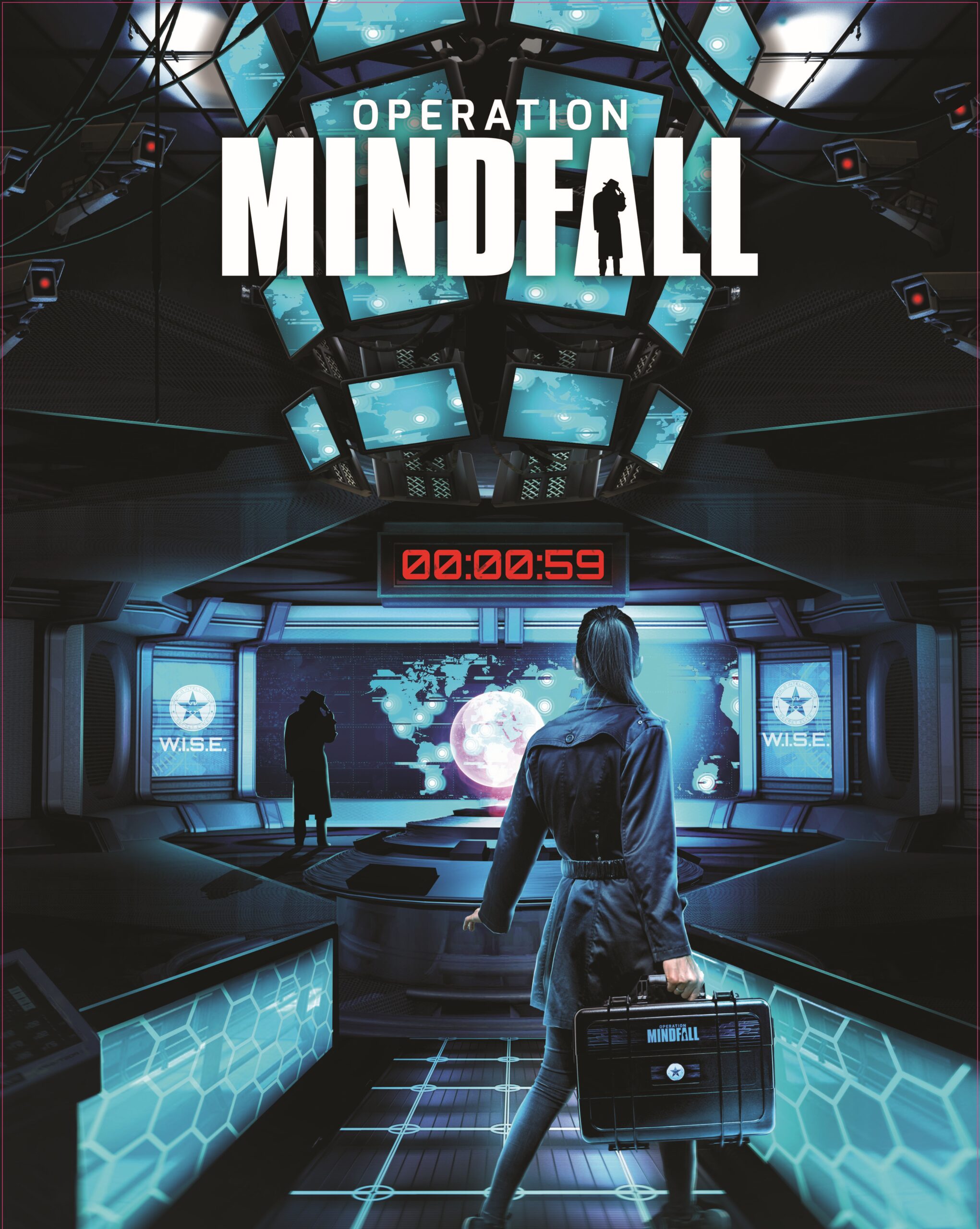 Operation Mindfall hybrid escape game poster at Amarillo Escape & Mystery in Amarillo, TX